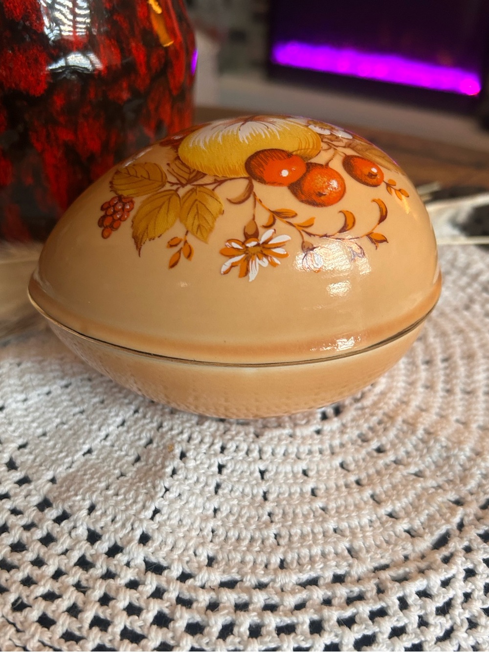 Vintage Sadler England “Autumn Gold” Trinket Box | 1970s Pumpkin Keepsake Box |